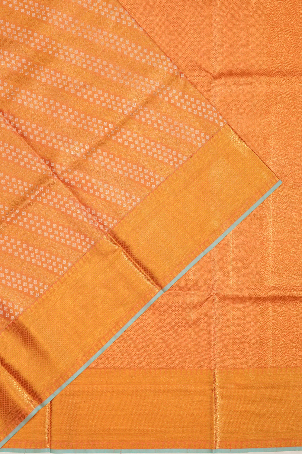 Kanchipuram Silk Tissue Brocade Orange Saree