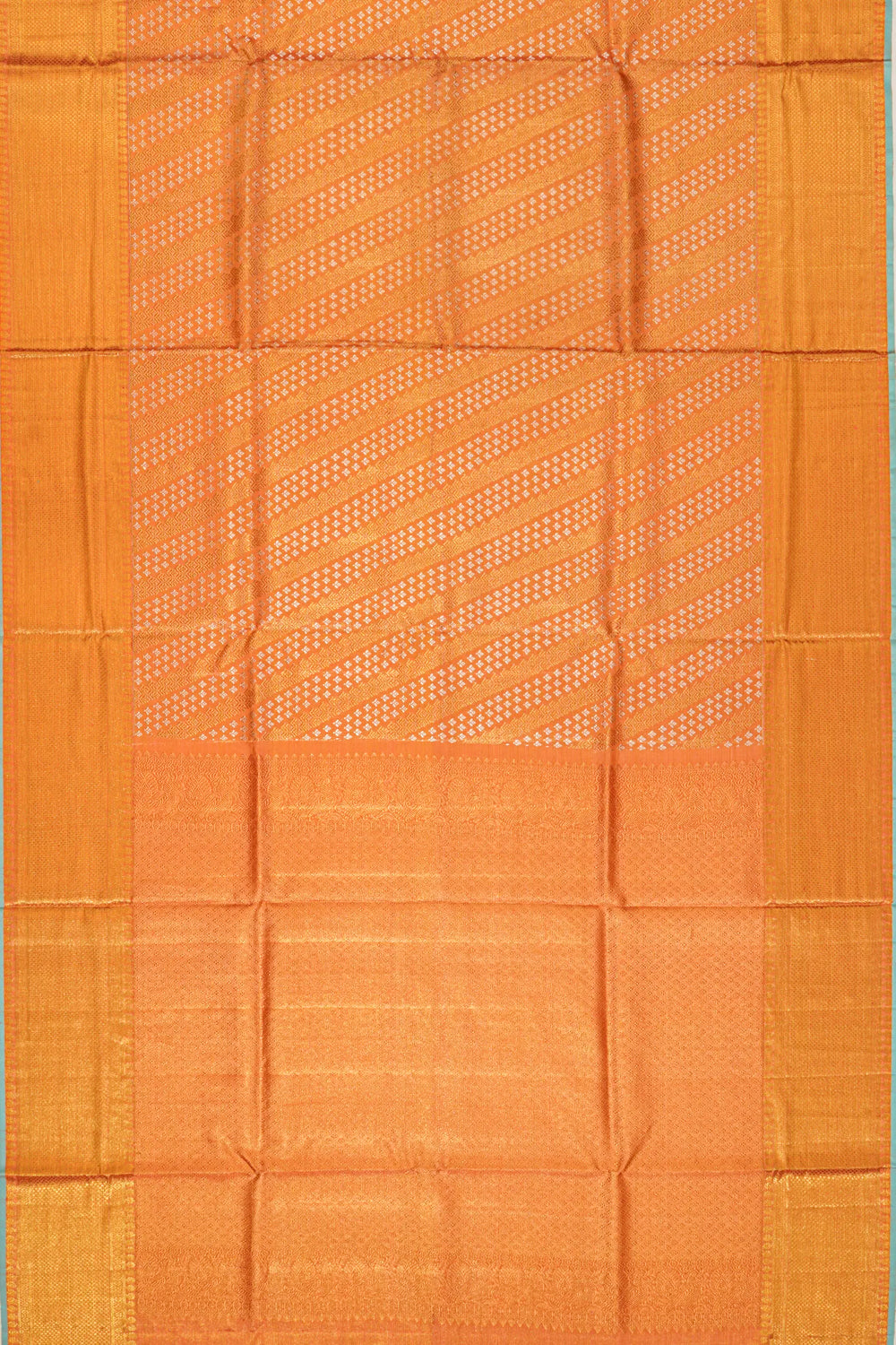 Kanchipuram Silk Tissue Brocade Orange Saree