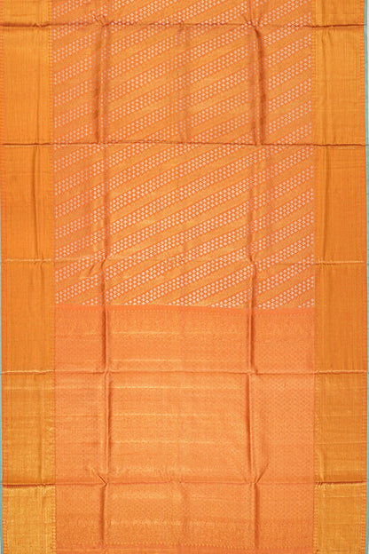 Kanchipuram Silk Tissue Brocade Orange Saree