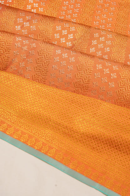 Kanchipuram Silk Tissue Brocade Orange Saree