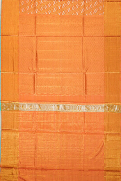 Kanchipuram Silk Tissue Brocade Orange Saree