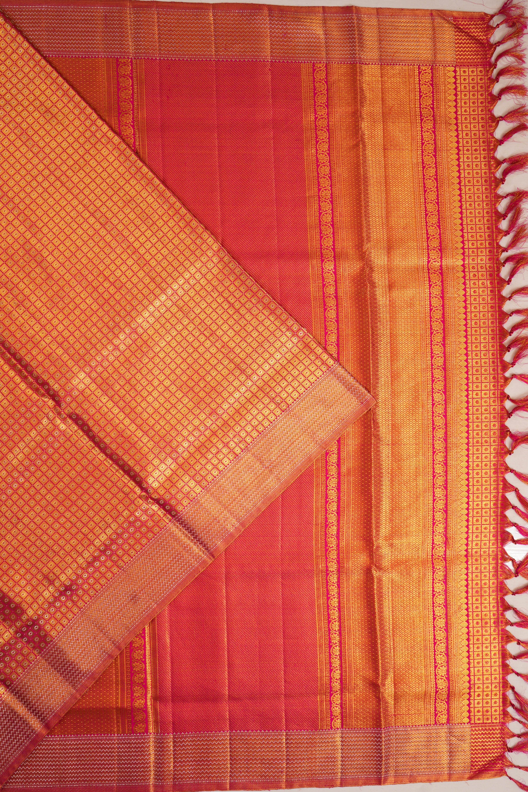 Kanchipuram Silk Tissue Brocade Pink Saree