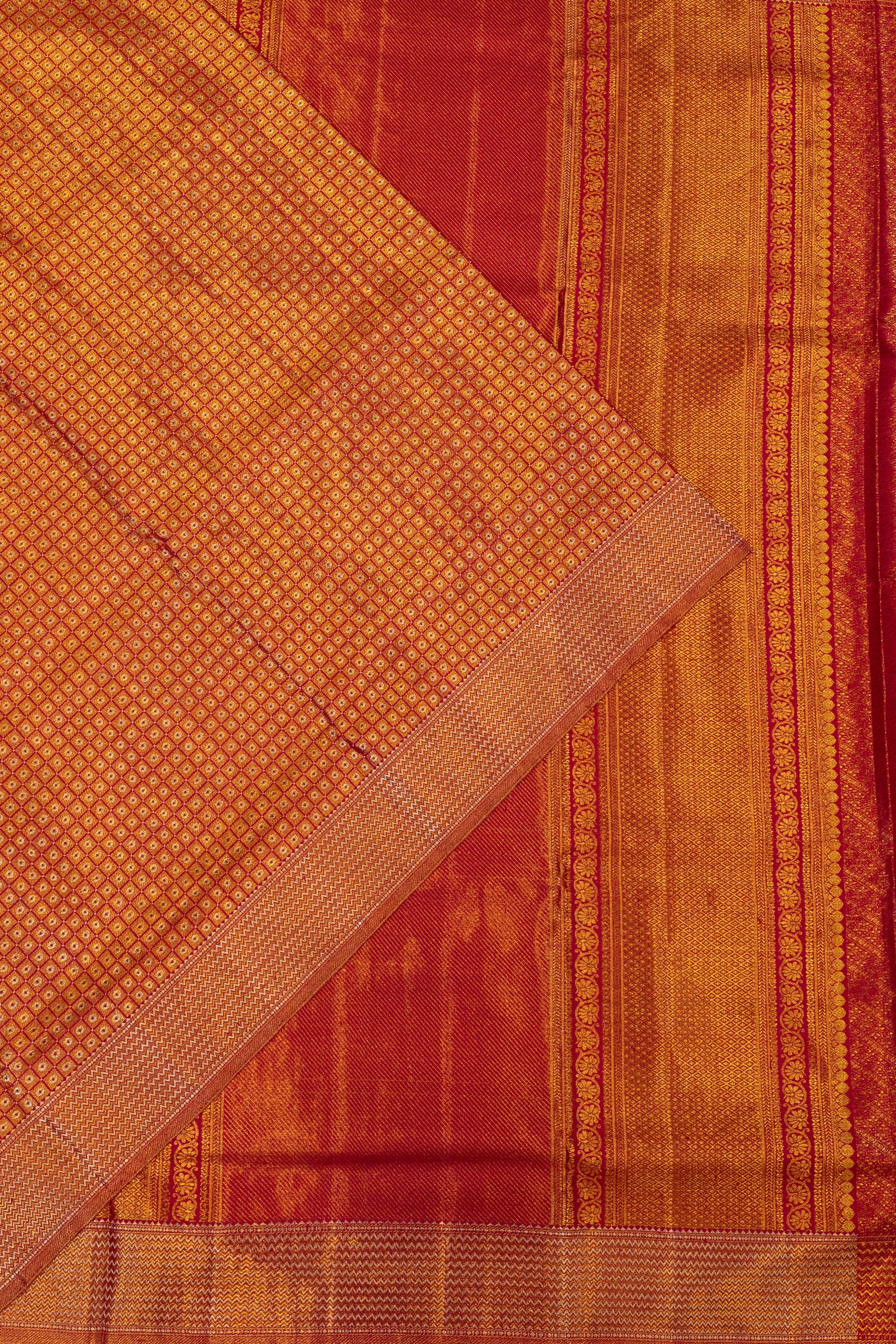 Kanchipuram Silk Tissue Checks And Butta Pink Saree