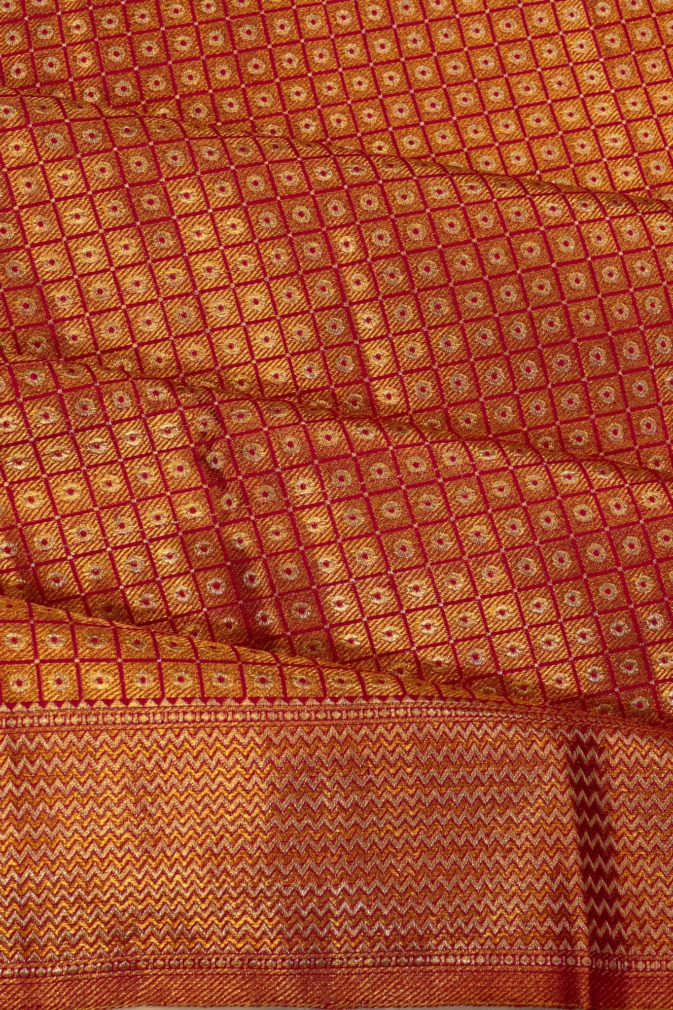 Kanchipuram Silk Tissue Checks And Butta Pink Saree