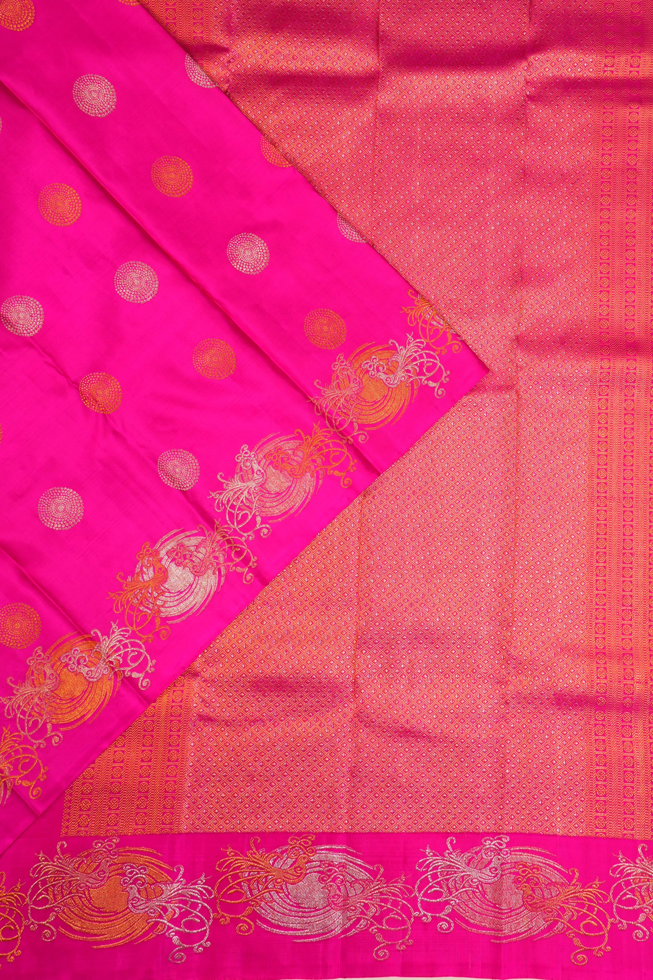 Kanchipuram Silk Butta Rani Pink Saree
