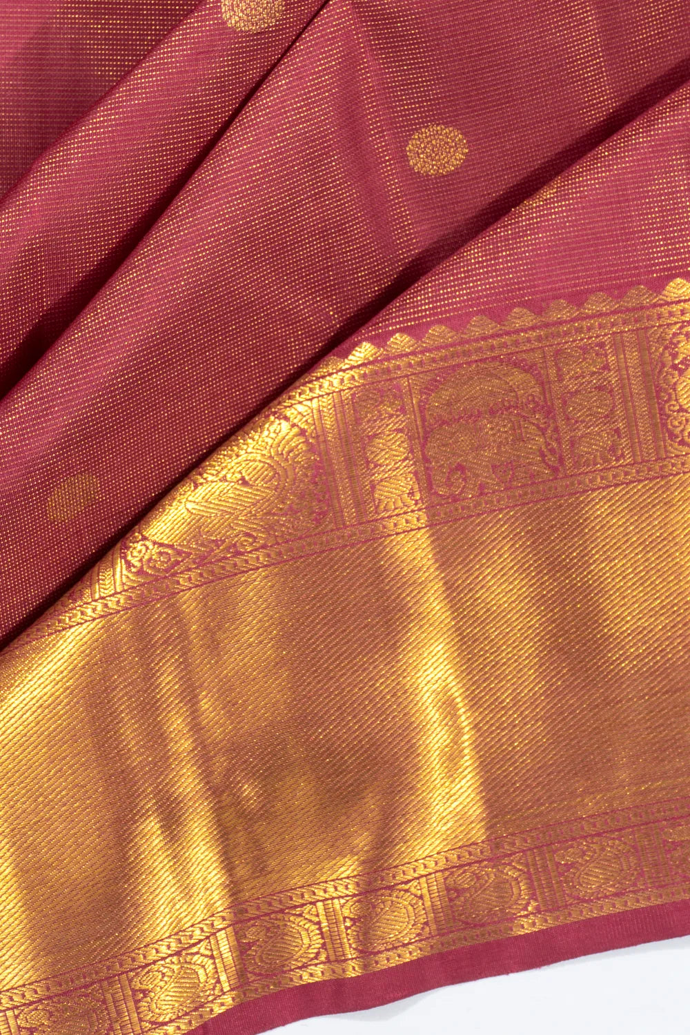Classic Kanchipuram Silk Oosi Lines And Butta Purple Saree