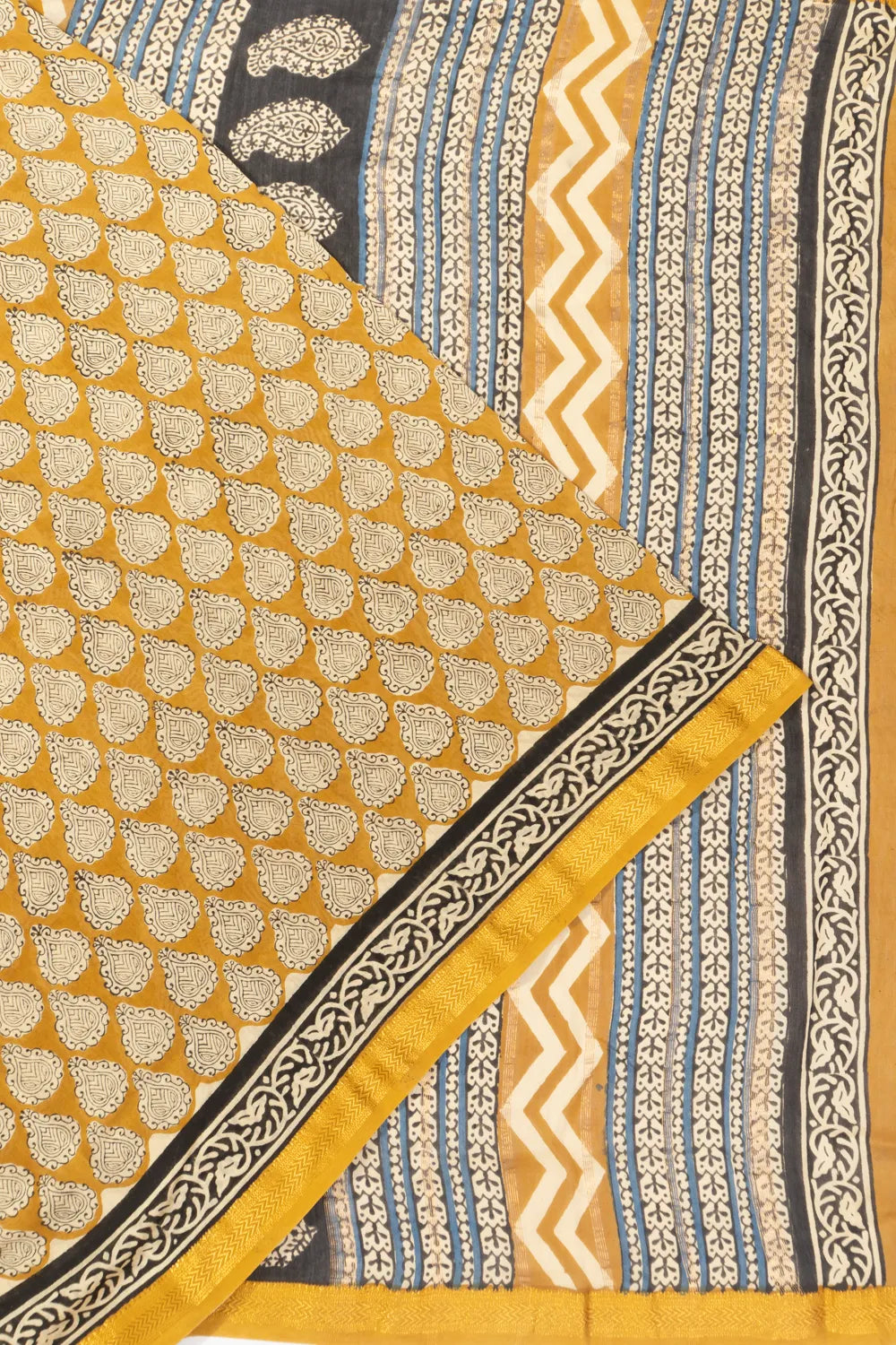 Chanderi Cotton Batik Printed Yellow Saree