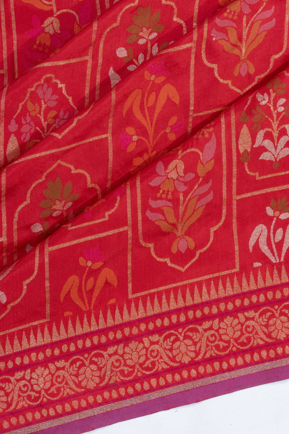 Banarasi Silk Jaal Red Saree
