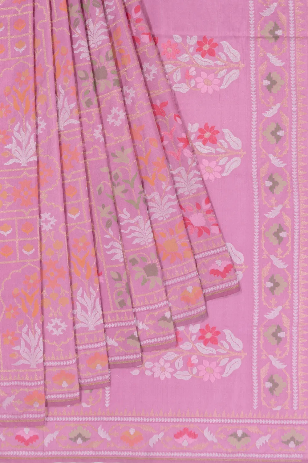 Banarasi Silk Meenakari Brocade Pink Saree