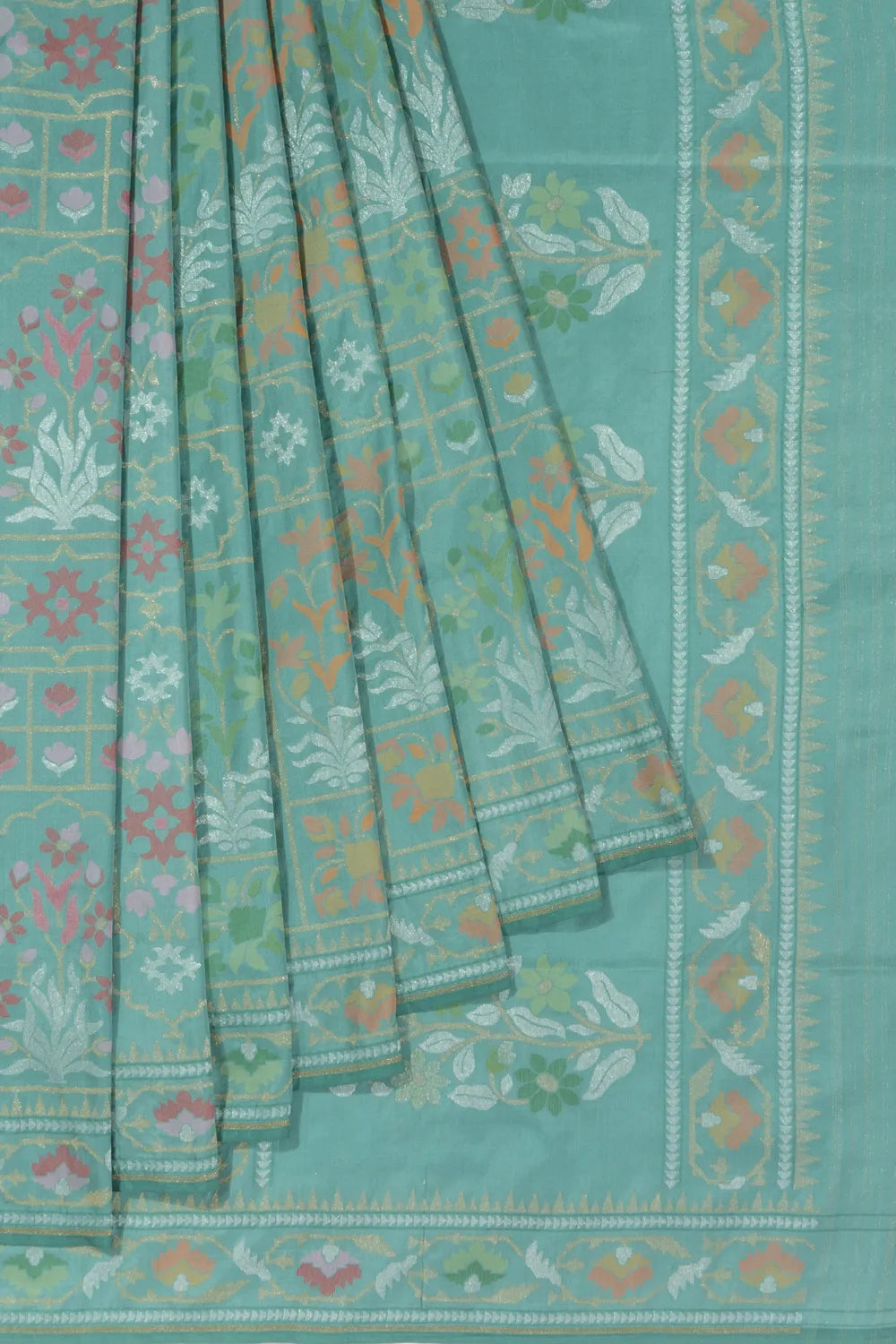 Banarasi Silk Meenakari Brocade Sea Green Saree