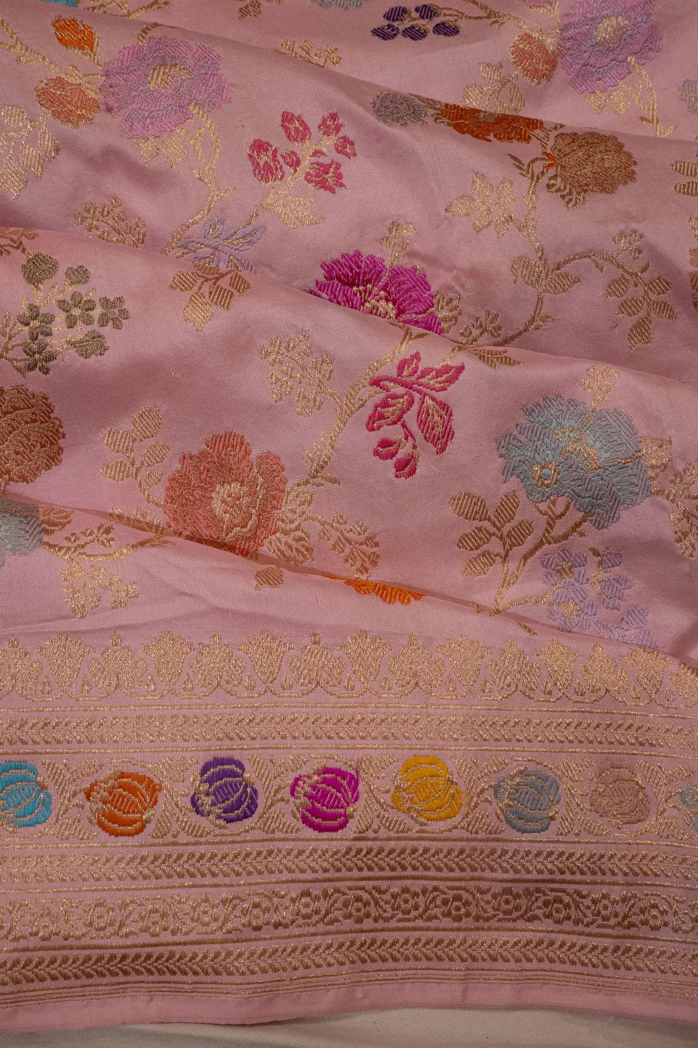 Banarasi Silk Meenakari Jaal Baby Pink Saree