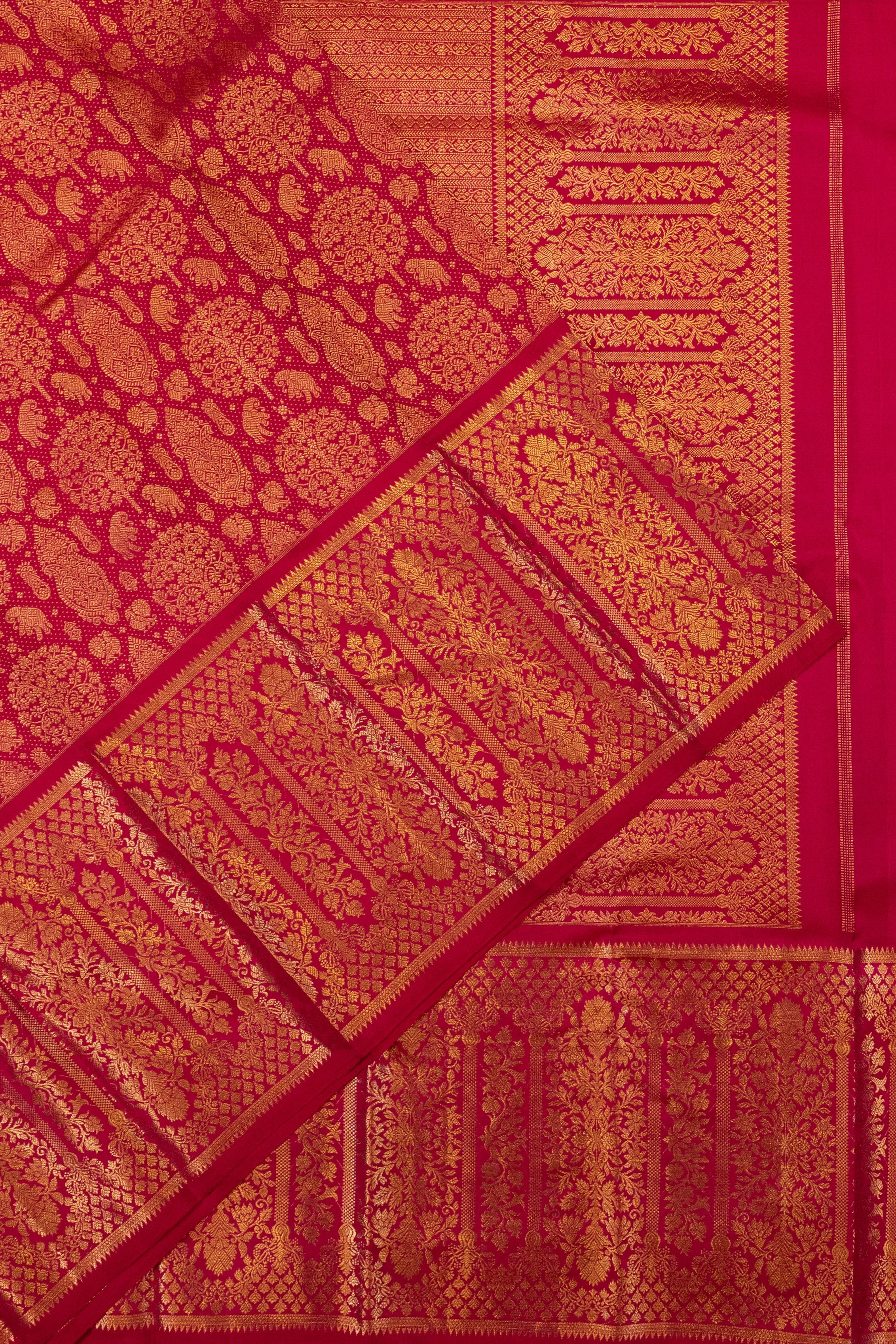 Kanchipuram Silk Brocade Pink Saree