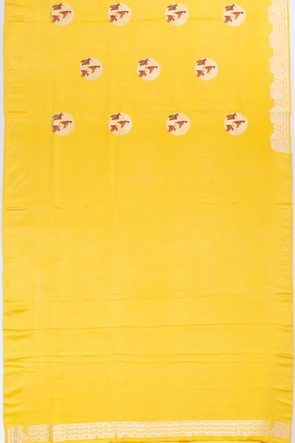 Banarasi Katan Silk Meenakari Butta Yellow Saree