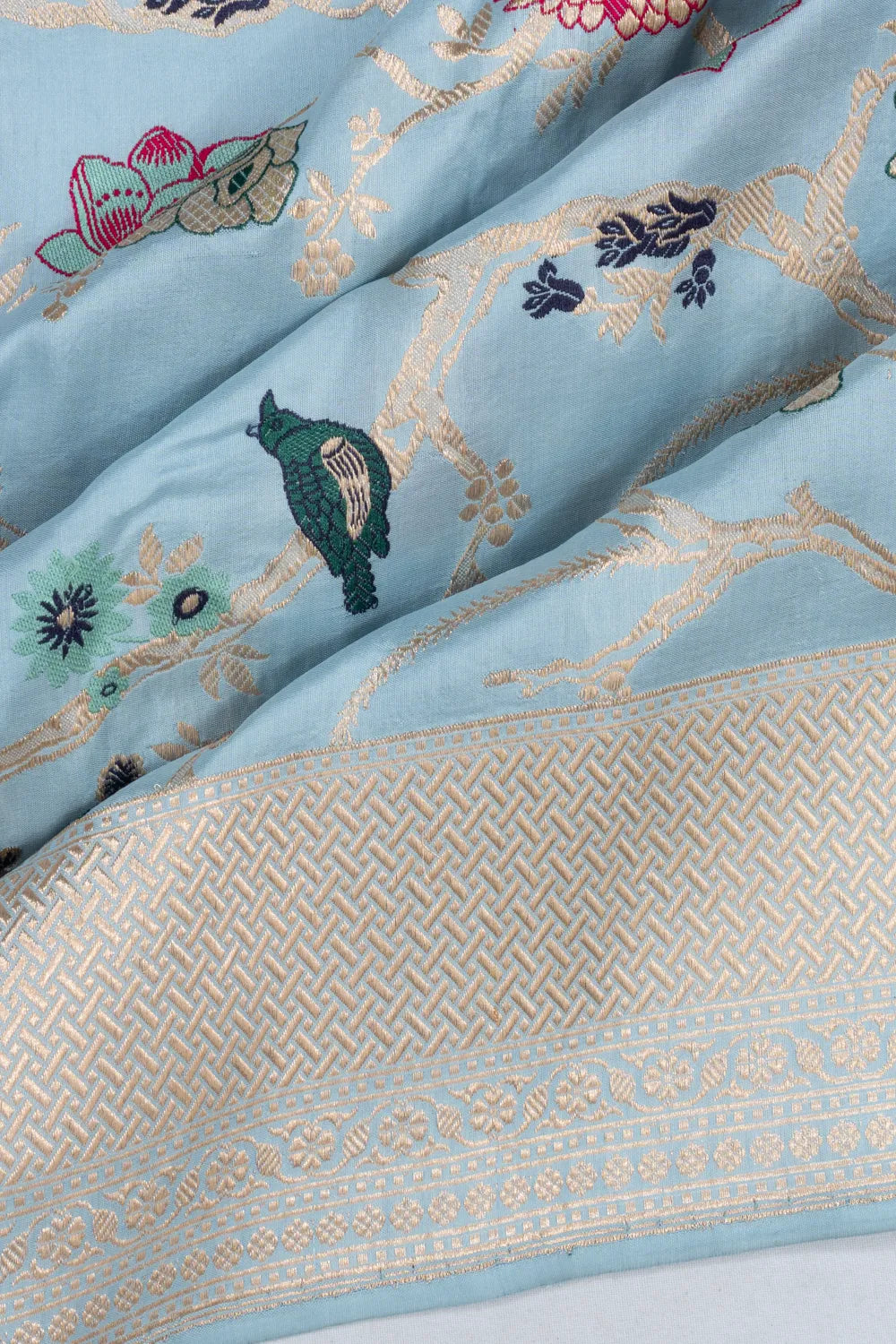 Banarasi Silk Meenakari Kadwa Jaal Powder Blue Saree