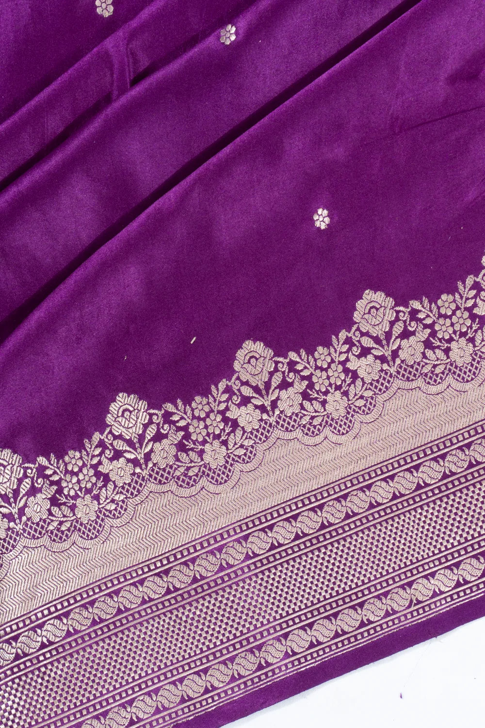 Banarasi Satin Butta Purple Saree