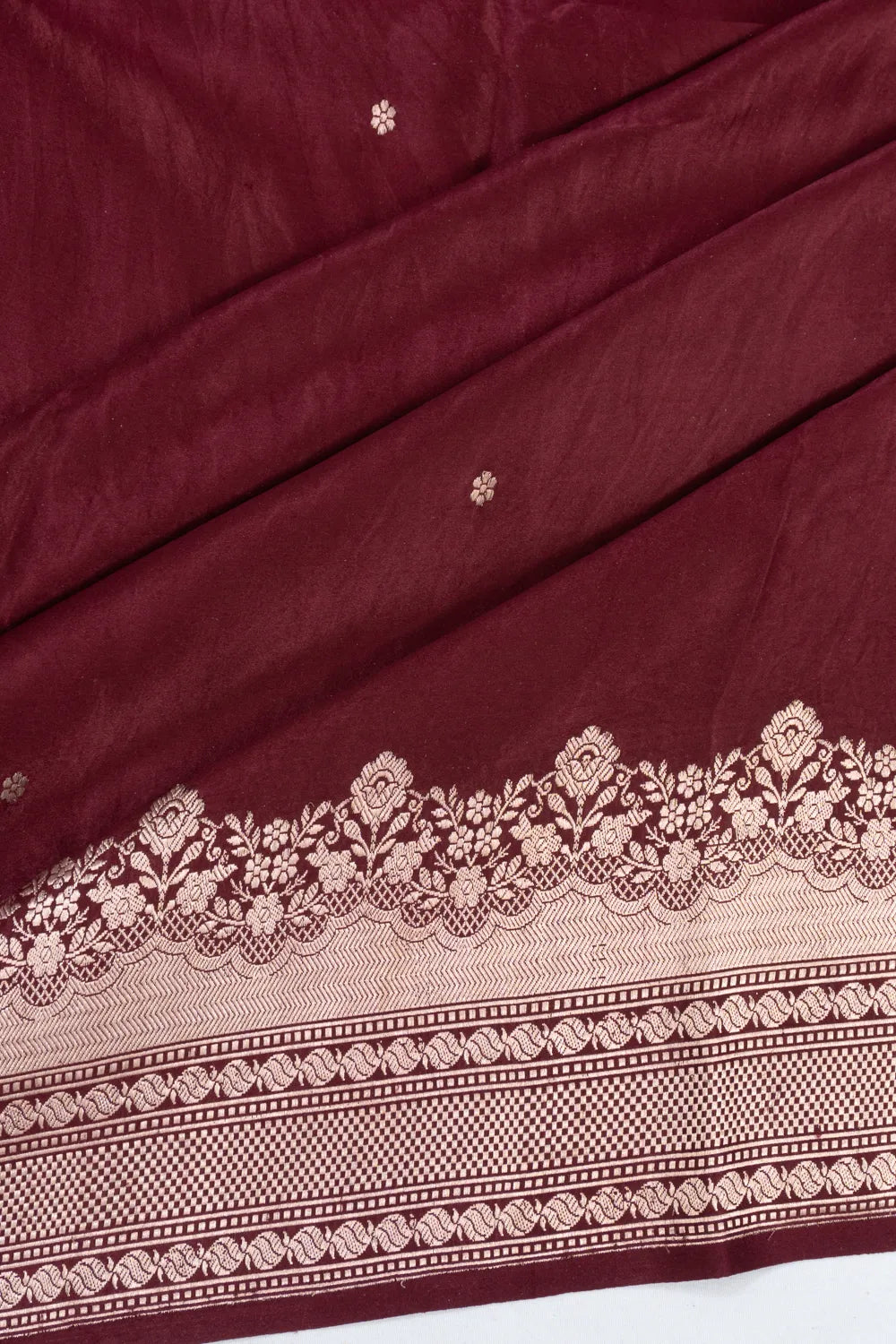 Banarasi Satin Butta Maroon Saree