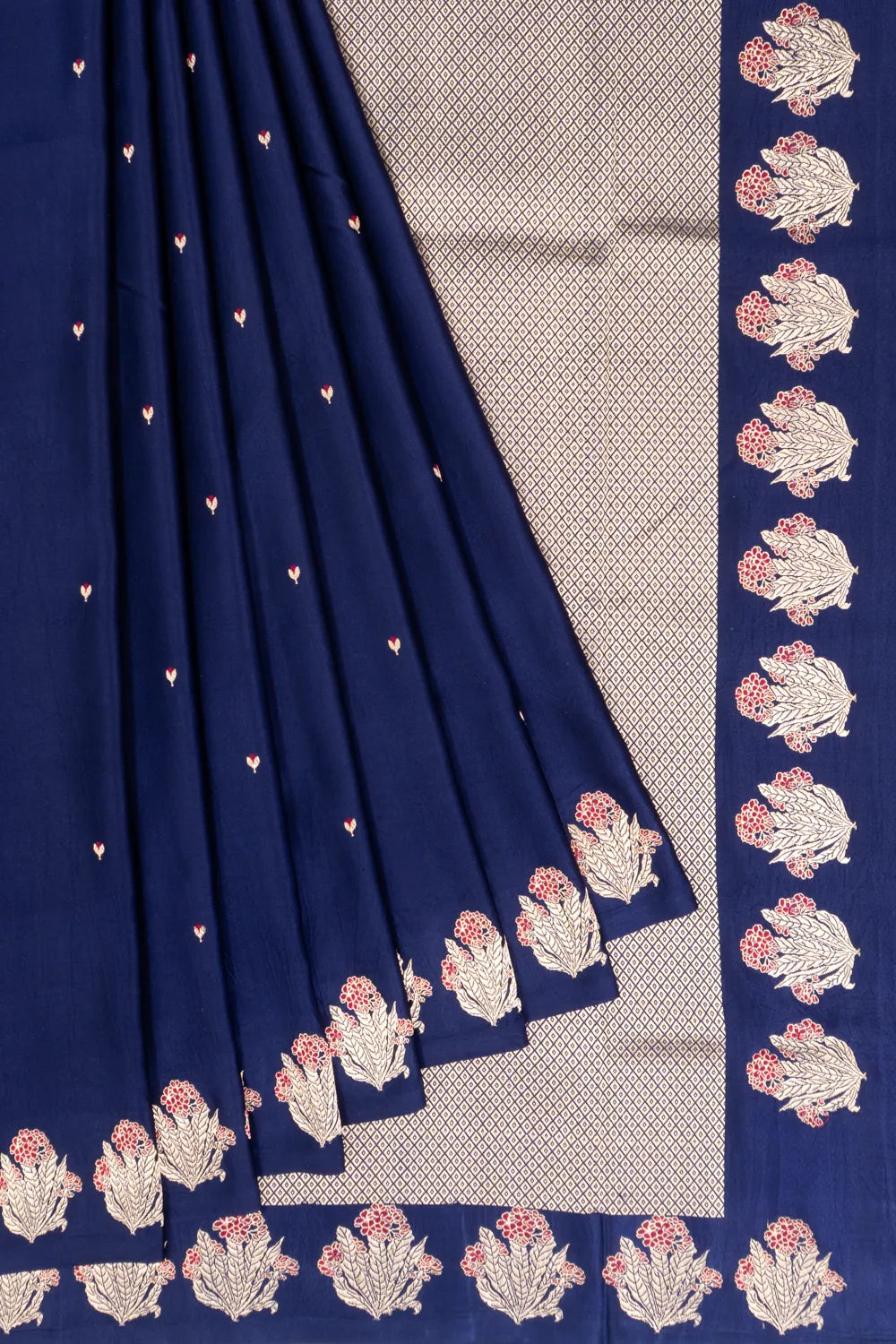 Banarasi Katan Silk Butta Dark Blue Saree