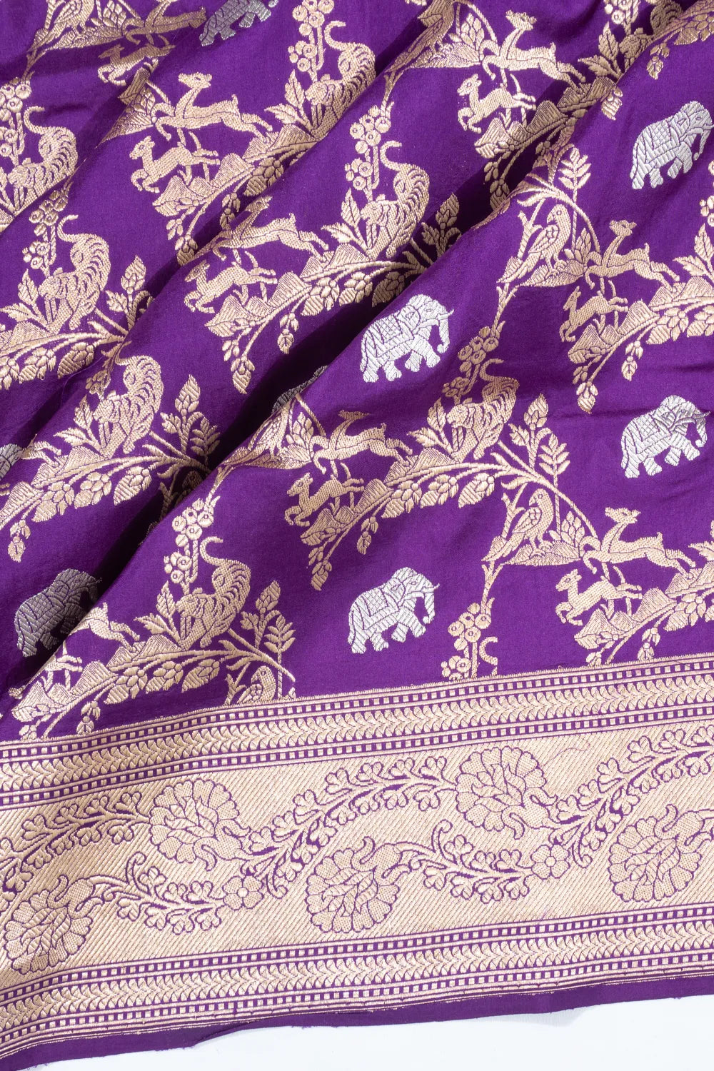 Banarasi Silk Kadwa Jaal And Butta Violet Saree