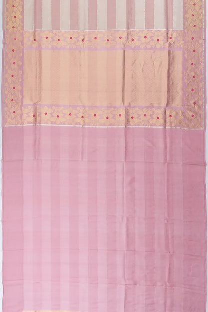 Banarasi Kora Organza Tissue Horizontal Lines Baby Pink Saree