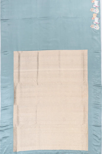 Banarasi Silk Pichwai Plain Powder Blue Saree