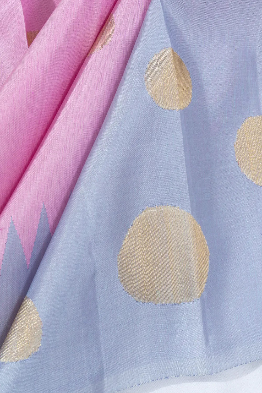 Classic Kanchipuram Silk Butta Baby Pink And Pastel Blue Saree