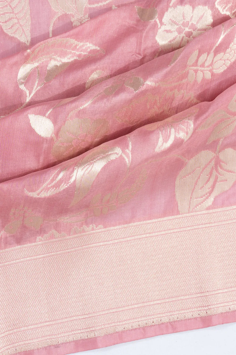 Banarasi Kora Organza Jaal Baby Pink Saree