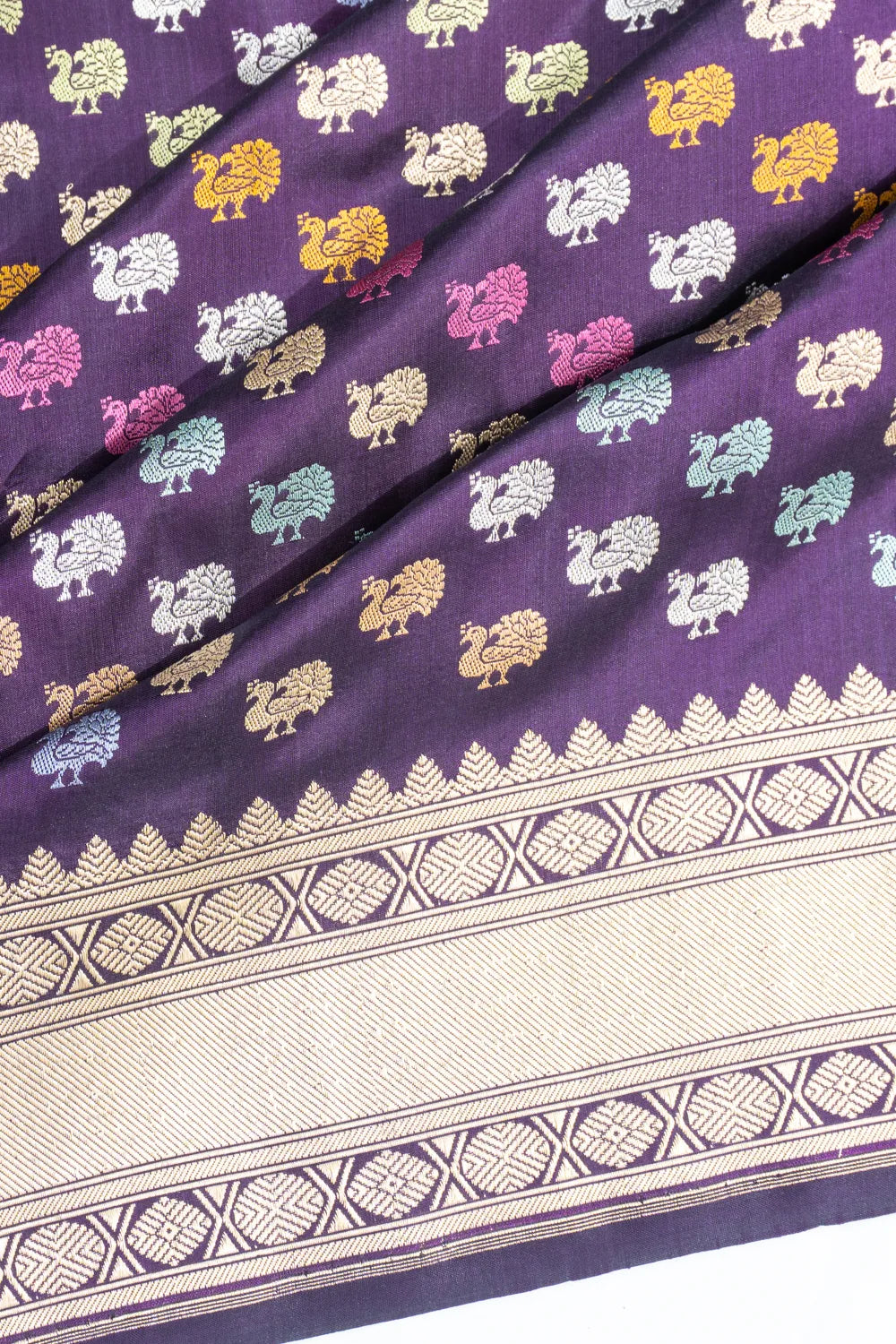 Banarasi Silk Kadwa Butta Purple Saree