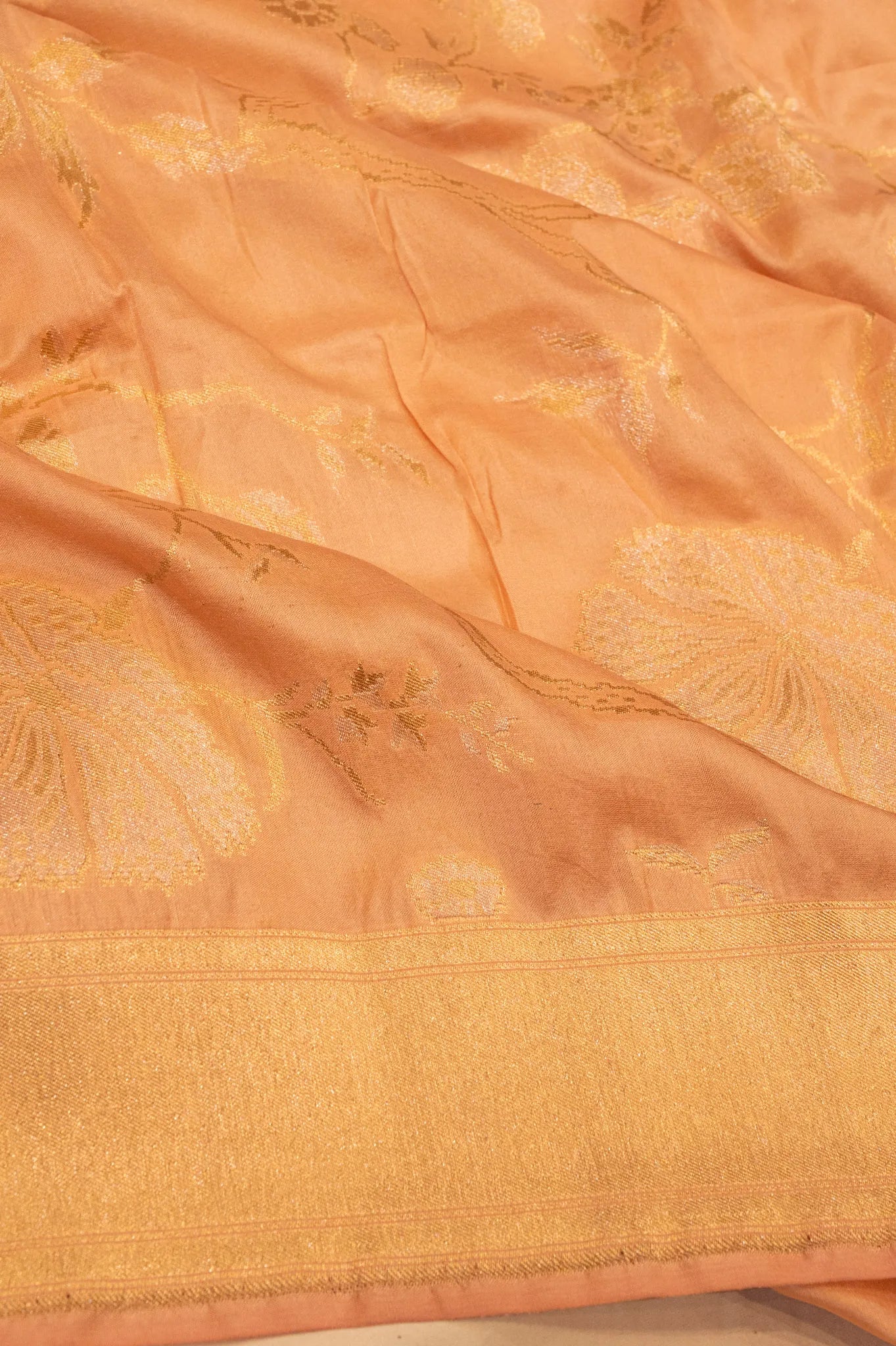 Banarasi Silk Jaal Peach Saree