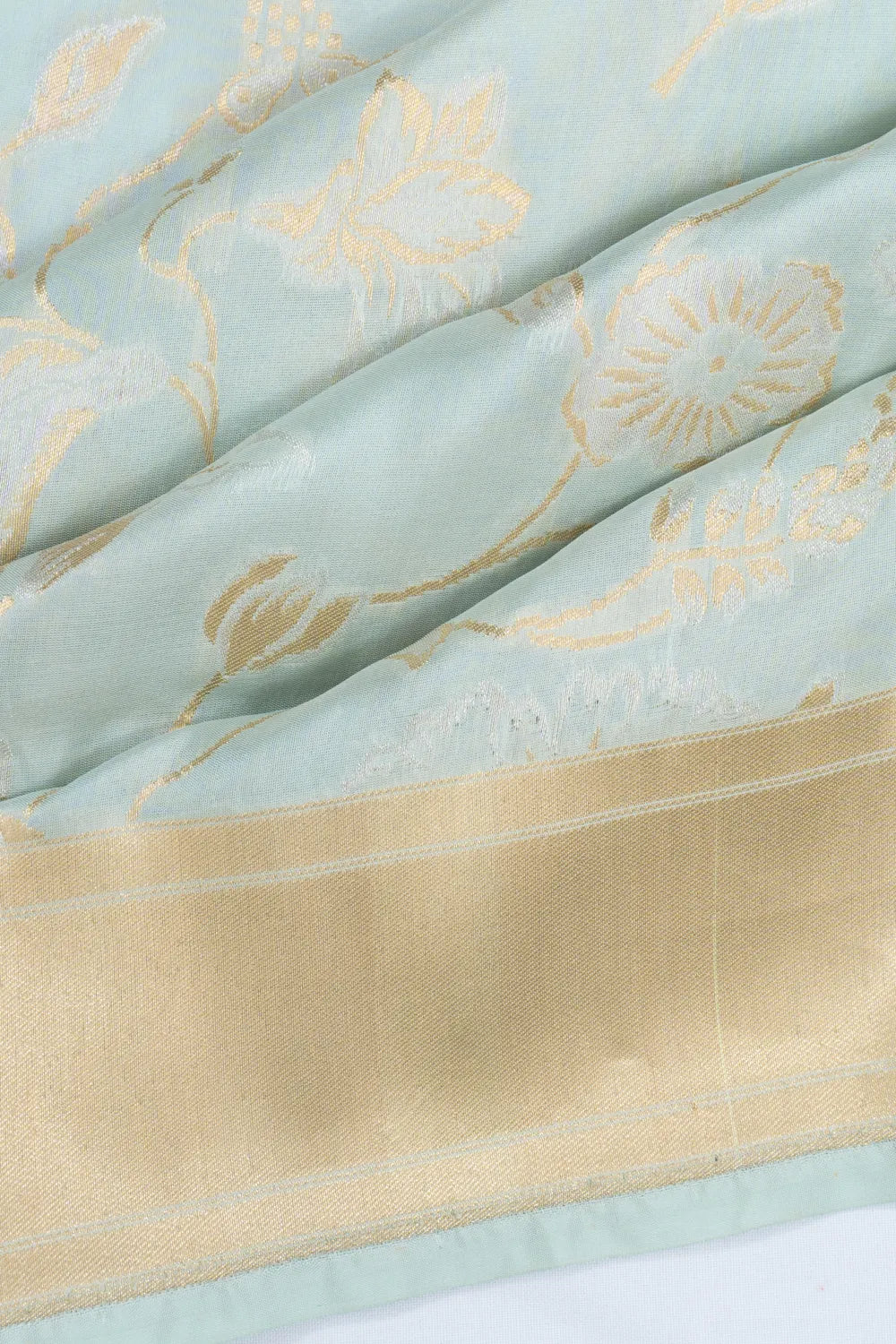Banarasi Silk Jaal Pastel Blue Saree