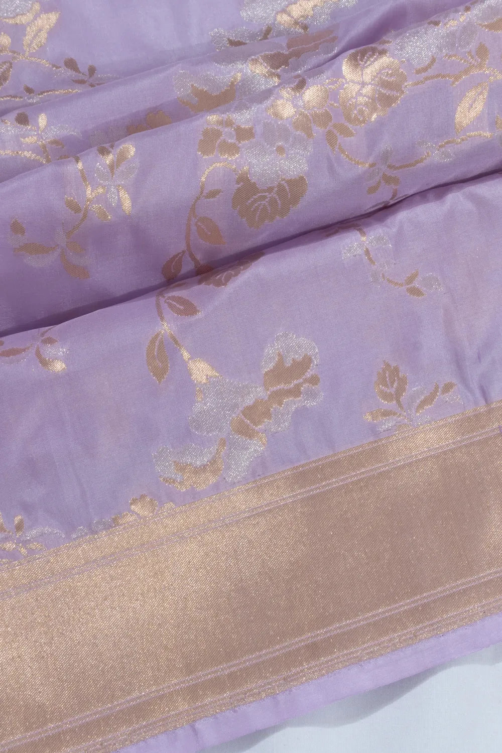 Banarasi Silk Tissue Jaal Lavender Saree