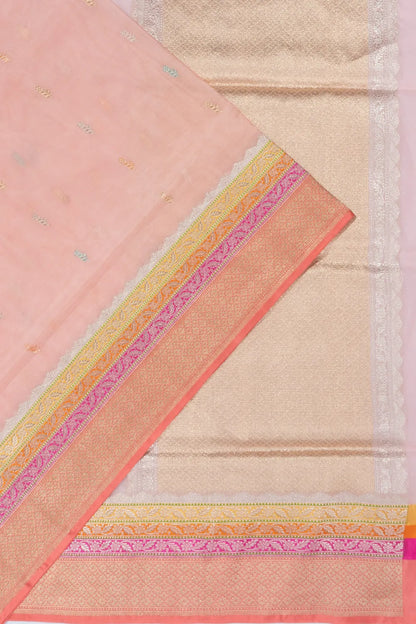 Banarasi Kora Organza Butta Pastel Orange Saree