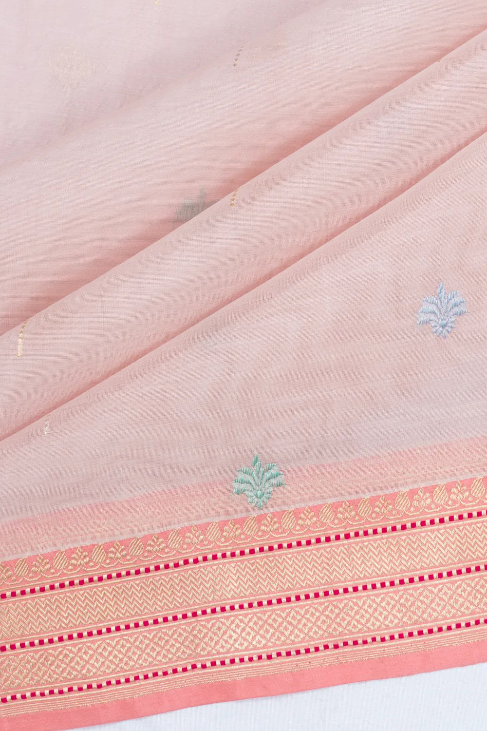 Banarasi Kora Organza Butta Baby Pink Saree