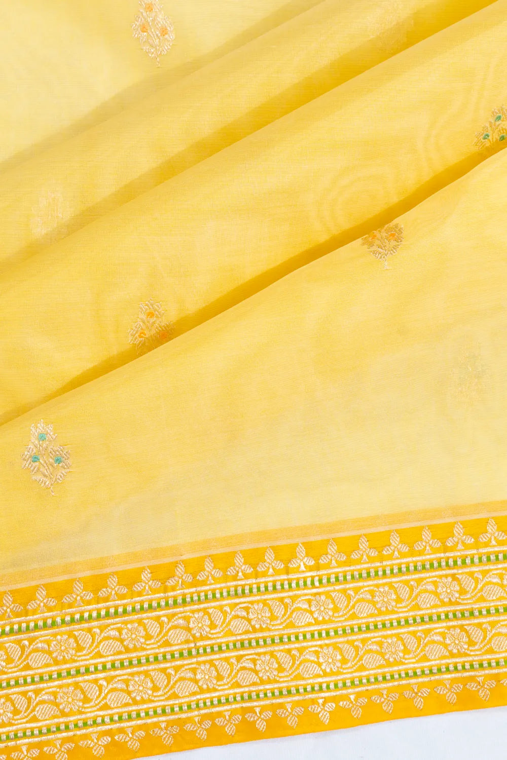 Banarasi Kora Organza Butta Lemon Yellow Saree