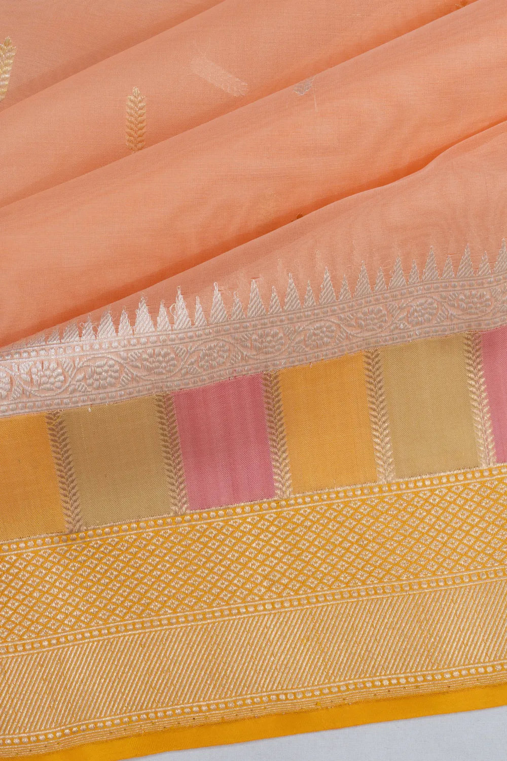 Banarasi Kora Organza Butta Pastel Orange Saree
