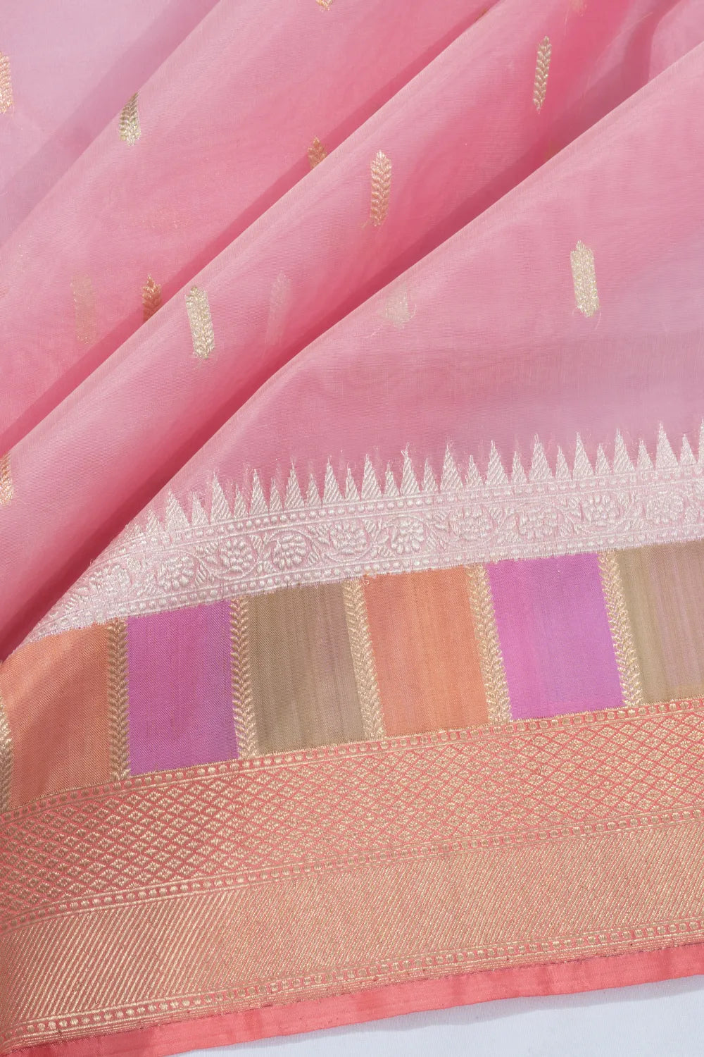 Banarasi Kora Organza Butta Baby Pink Saree