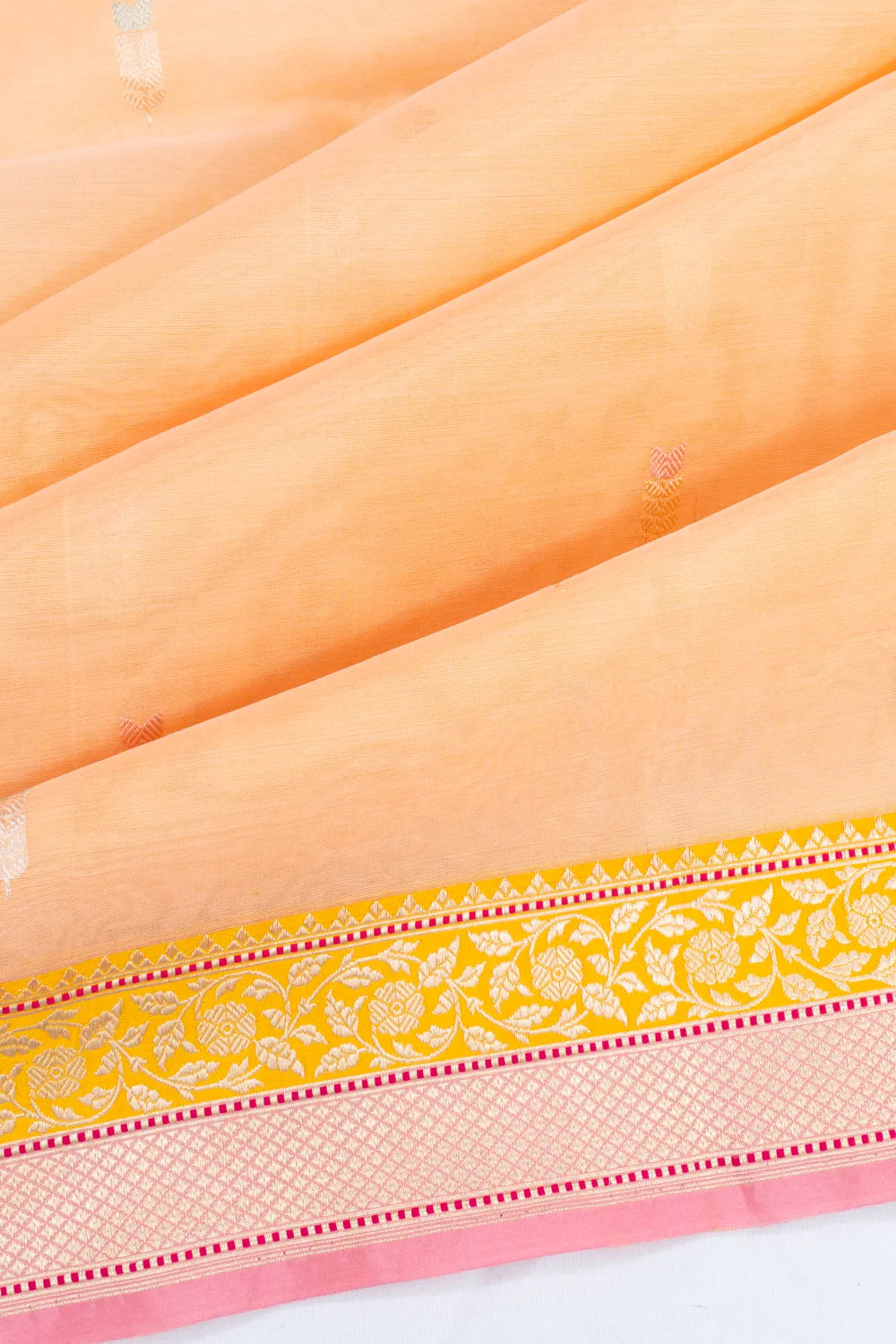 Banarasi Kora Organza Butta Pastel Orange Saree