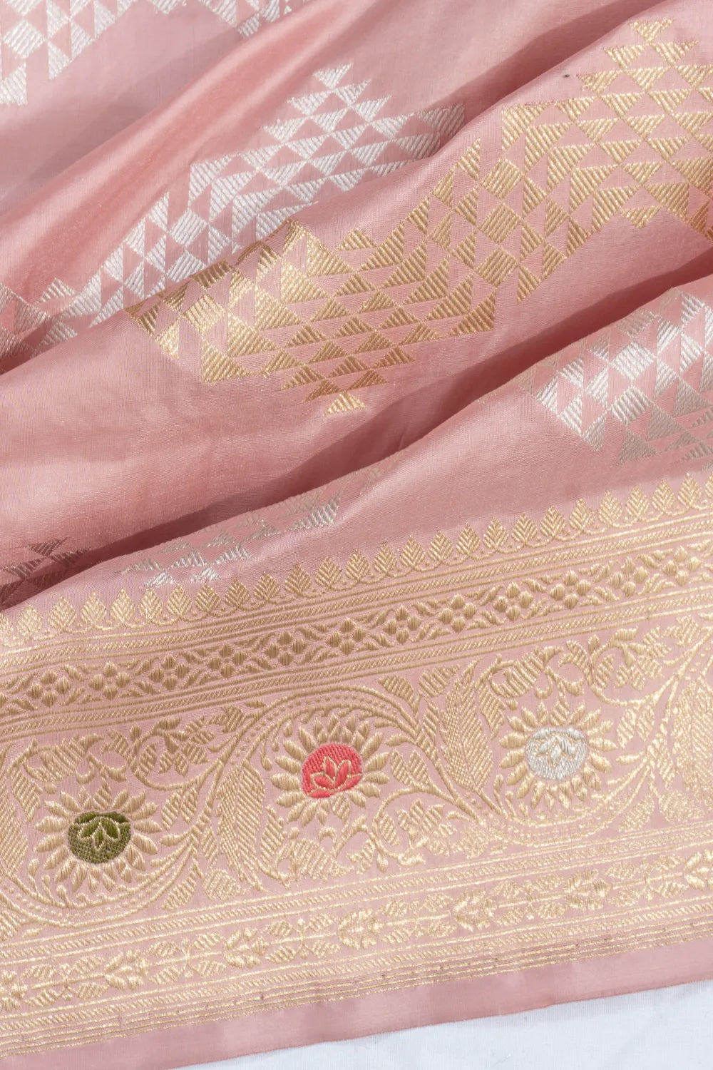 Banarasi Silk Brocade Peach Saree