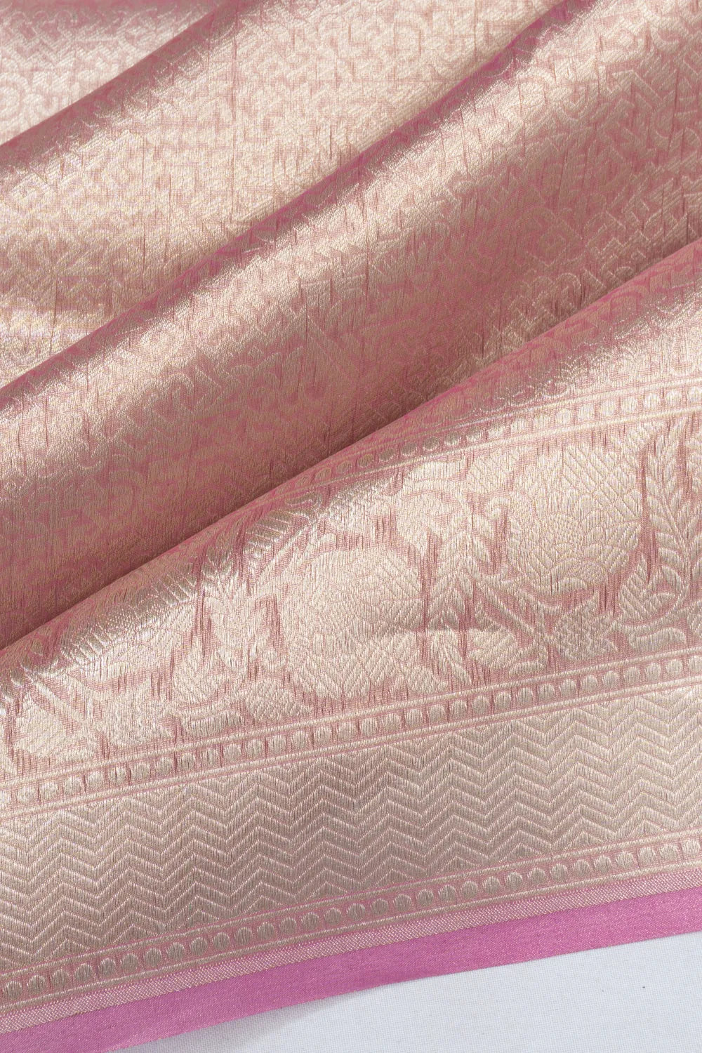 Banarasi Kora Organza Tissue Brocade Pink Saree