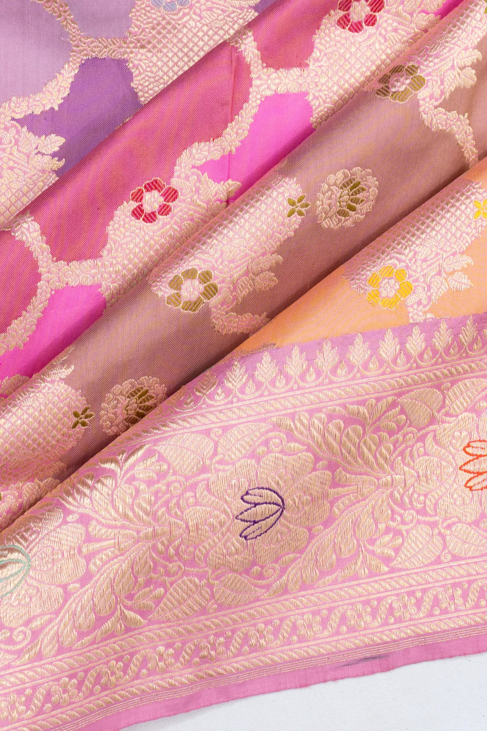 Banarasi Silk Kadwa Jaal Rangkat Pink Saree