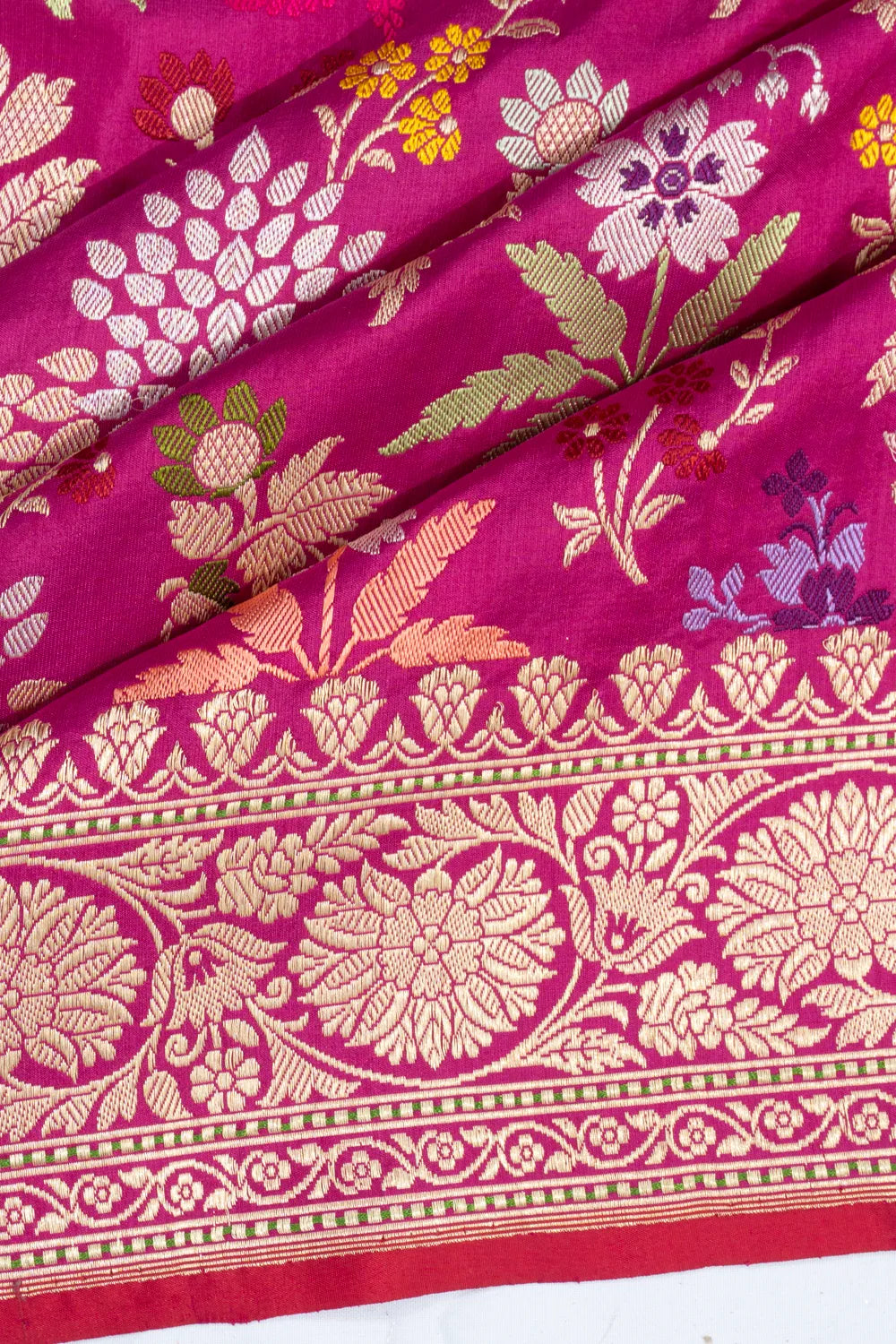 Banarasi Silk Meenakari Jaal Rani Pink Saree