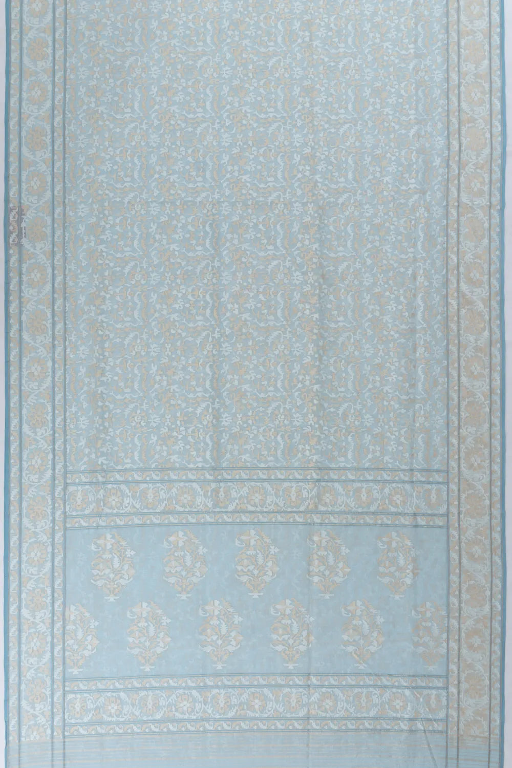 Banarasi Cotton All Over Jamdani Pastel Blue Saree