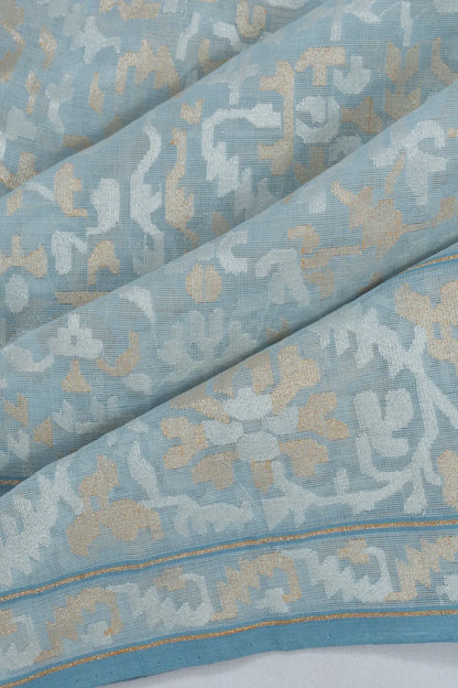 Banarasi Cotton All Over Jamdani Pastel Blue Saree
