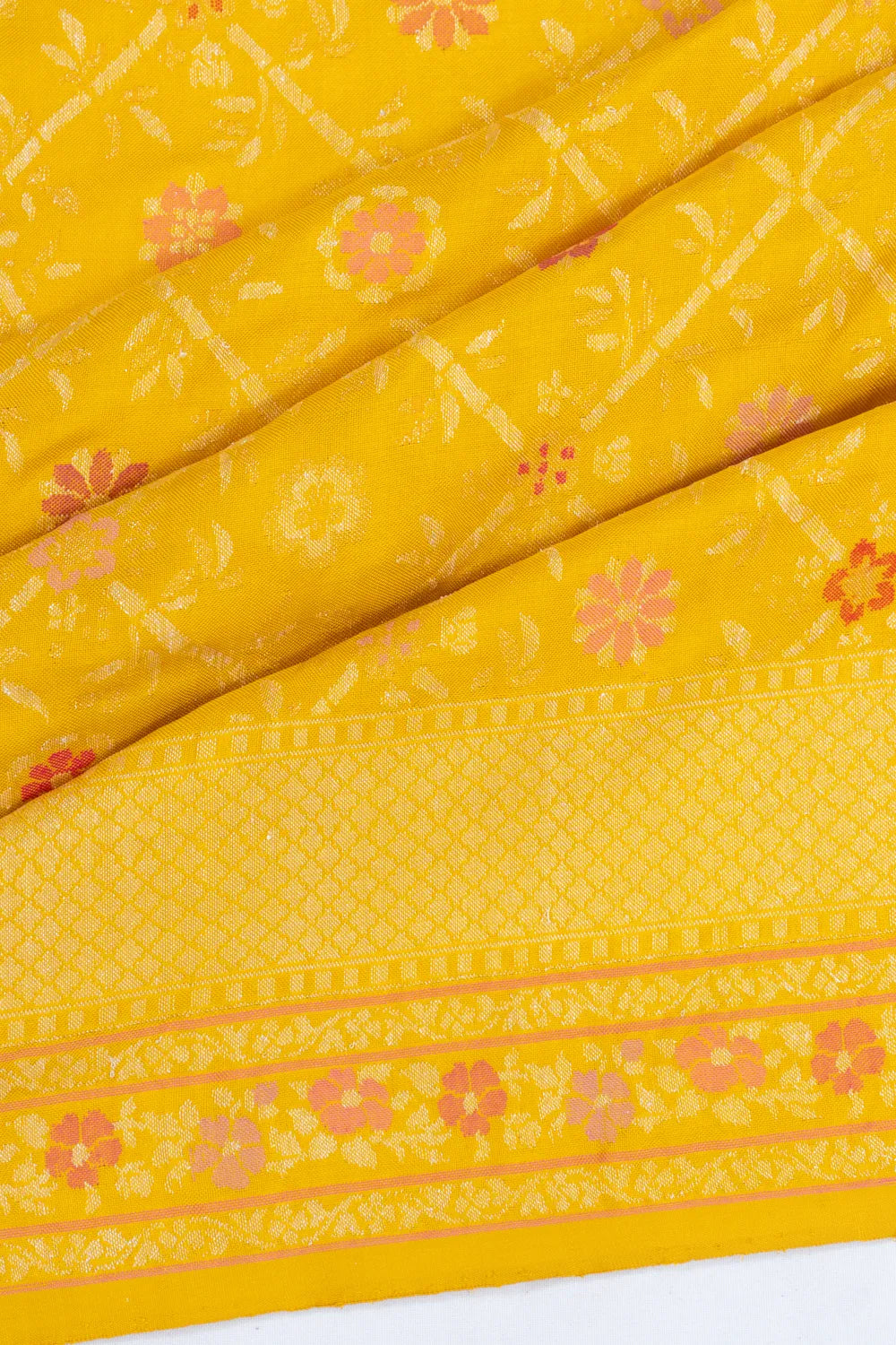 Banarasi Silk Jamdani Pithambari Yellow Saree