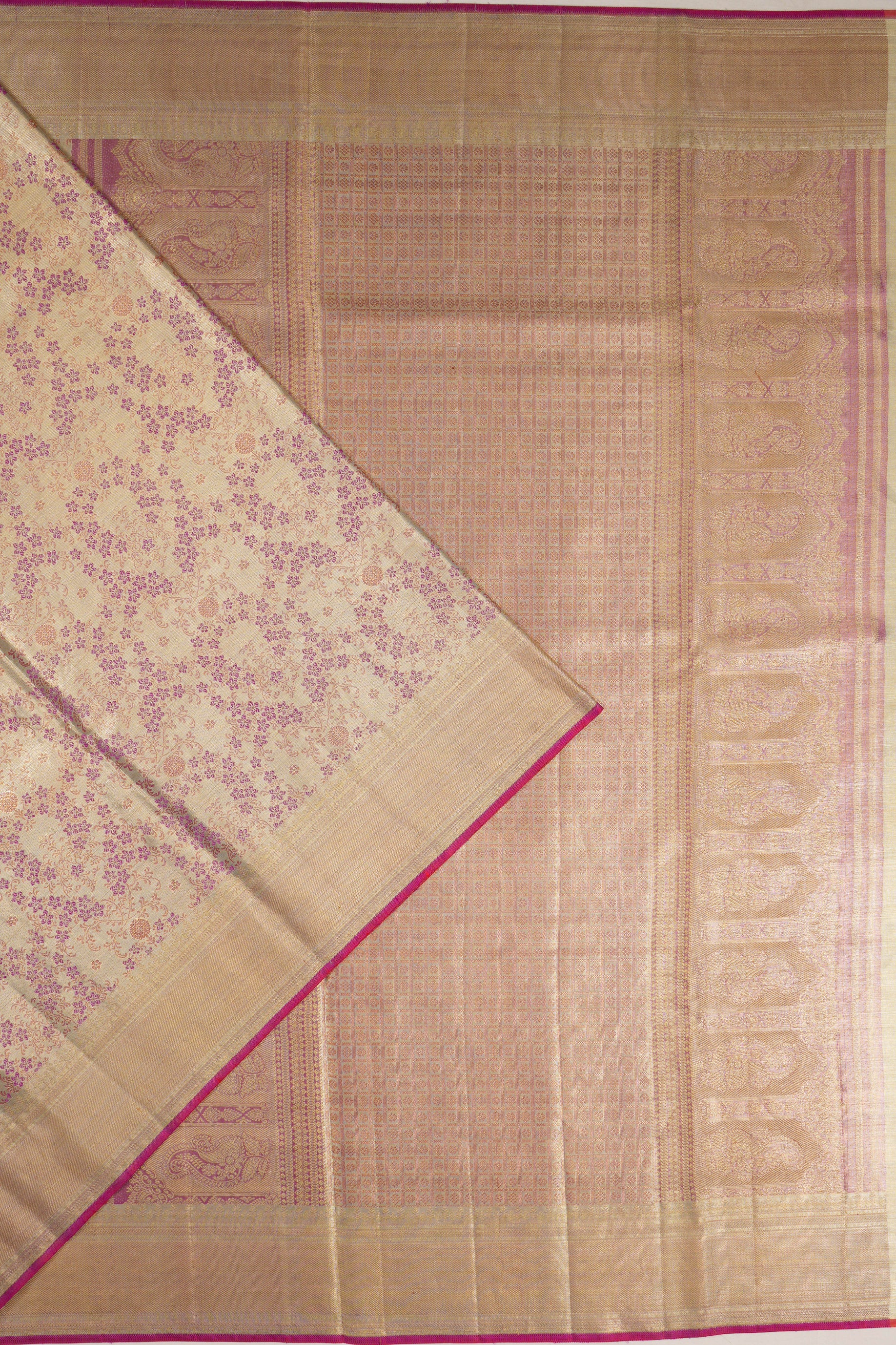 Kanchipuram Silk Tissue Brocade Gold Saree