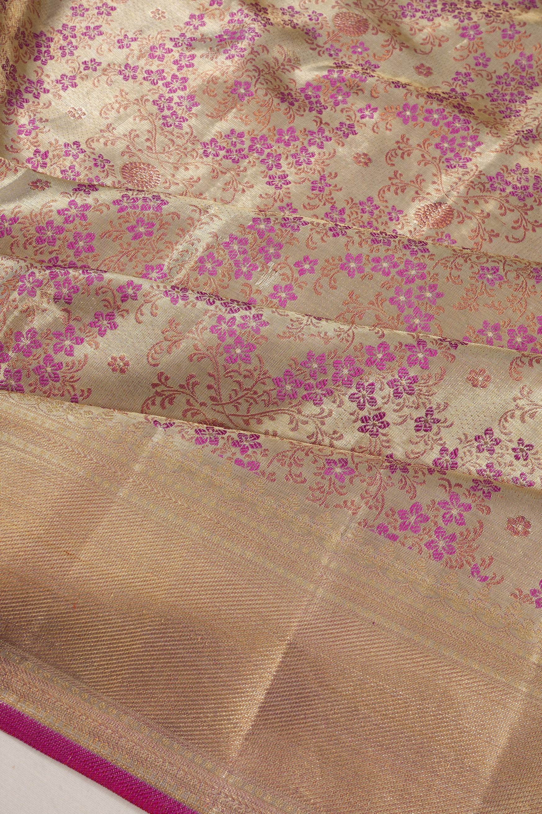 Kanchipuram Silk Tissue Brocade Gold Saree