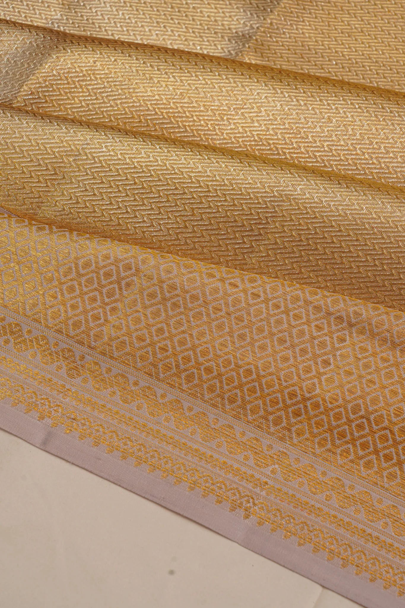 Kanchipuram Silk Tissue Brocade Gold Saree
