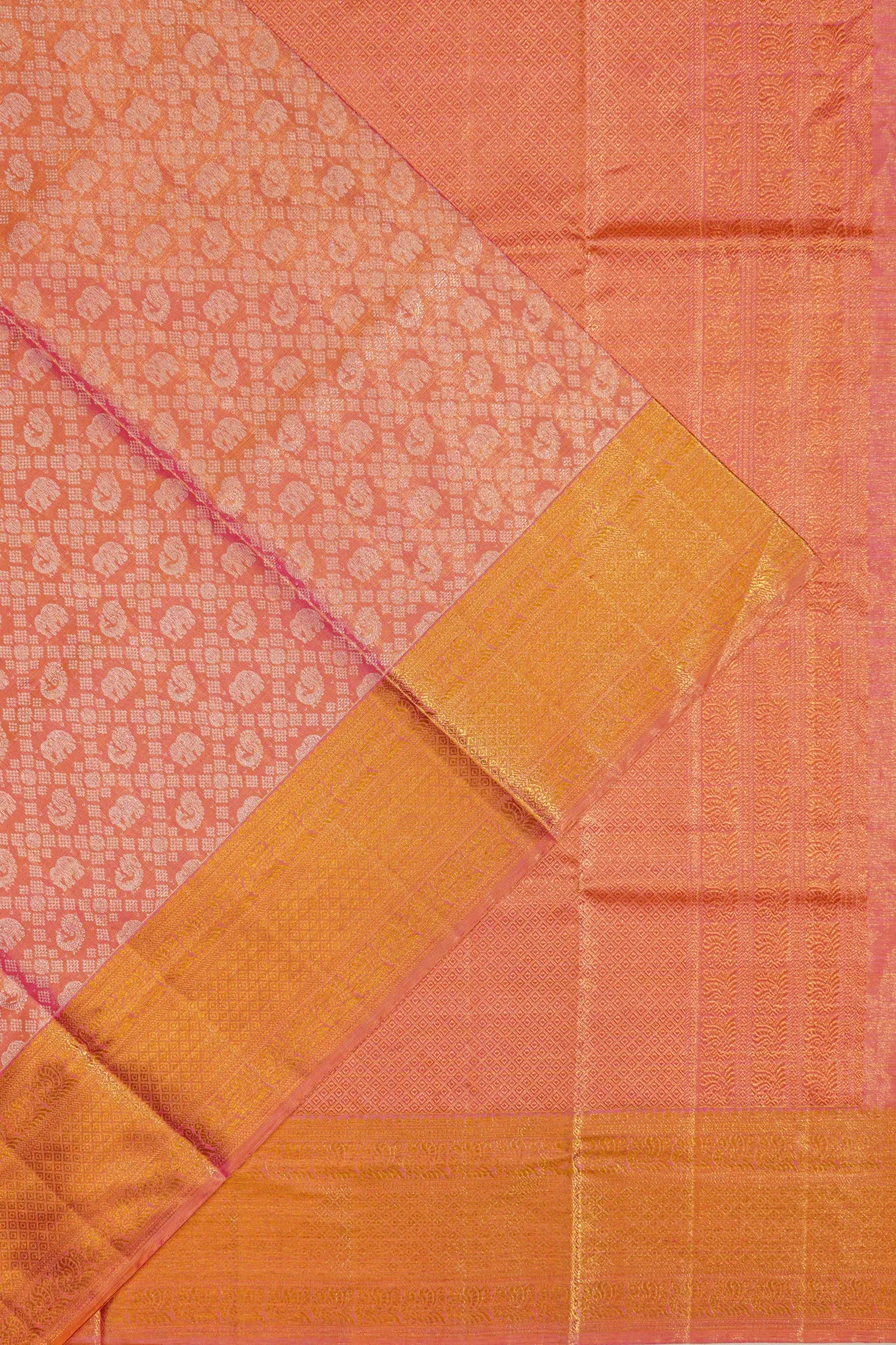 Kanchipuram Silk Tissue Brocade Pink Saree