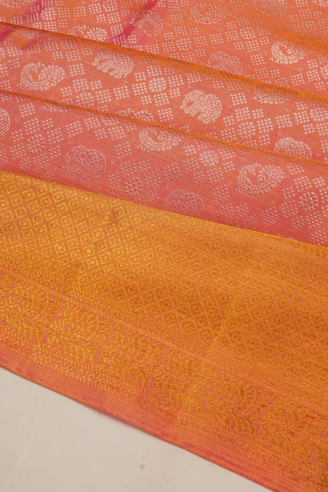 Kanchipuram Silk Tissue Brocade Pink Saree