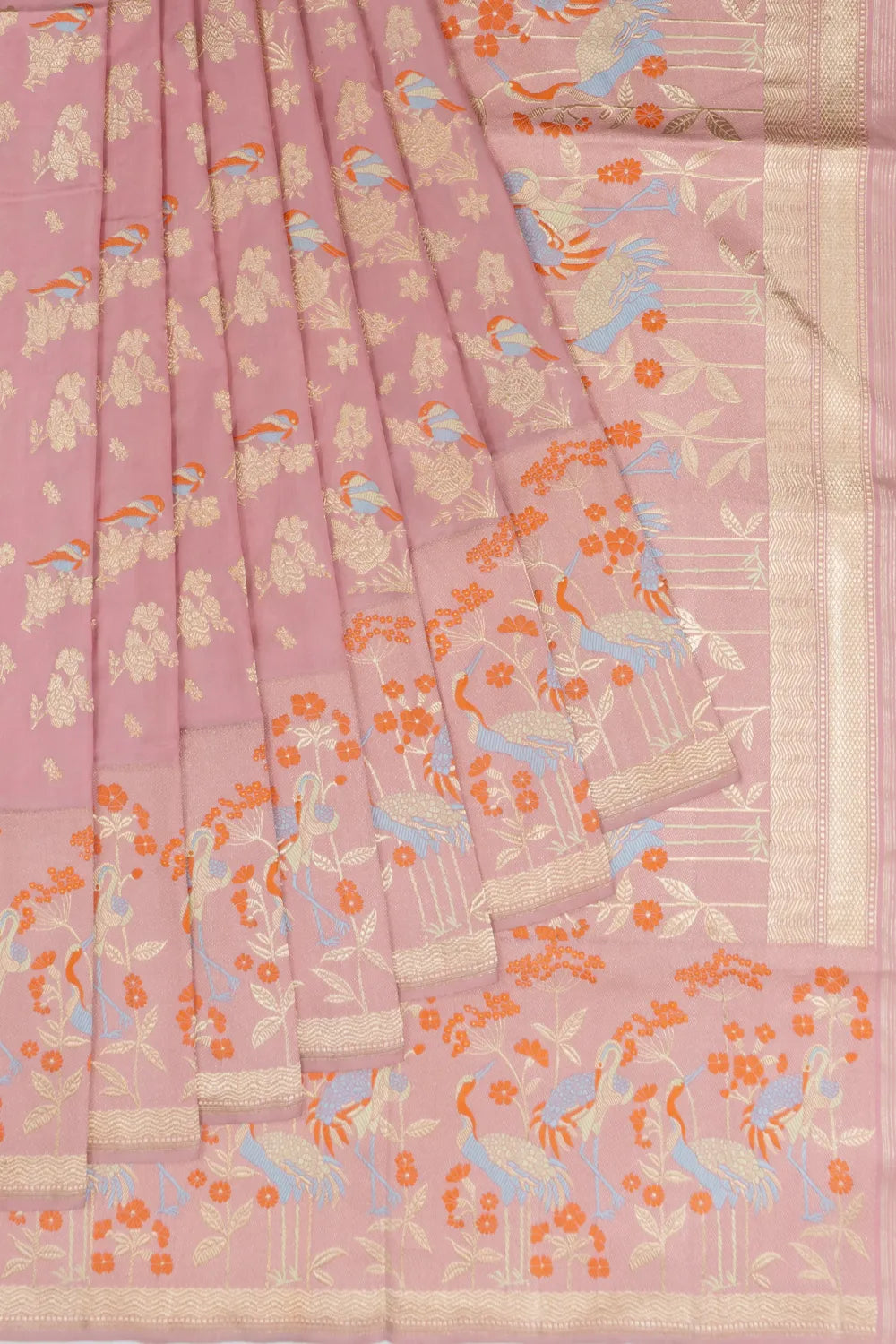 Banarasi Silk Meenakari And Kadwa Butta Baby Pink Saree