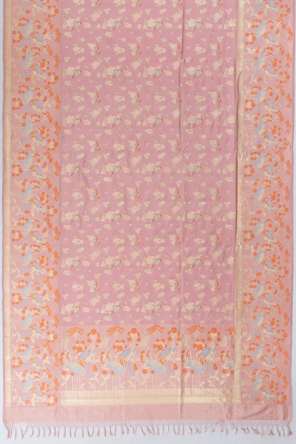 Banarasi Silk Meenakari And Kadwa Butta Baby Pink Saree